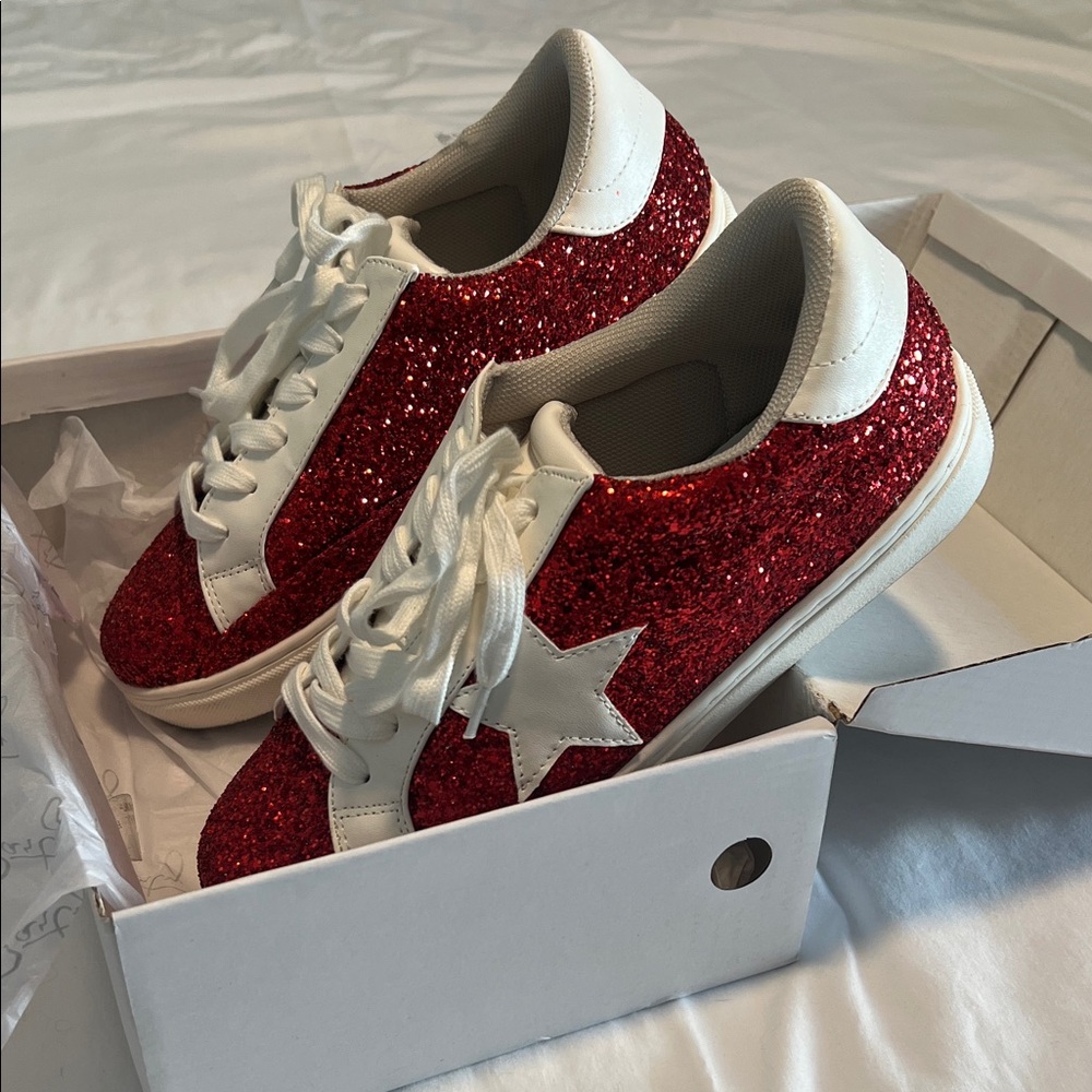 Red Glitter Women's Sneakers